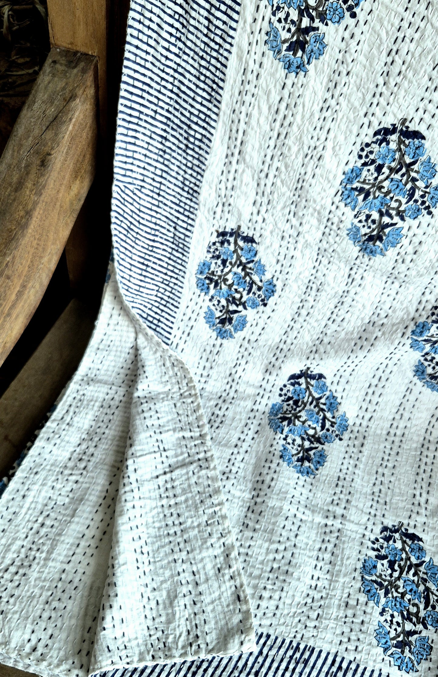 ‘Delphinium’ Kantha Quilt