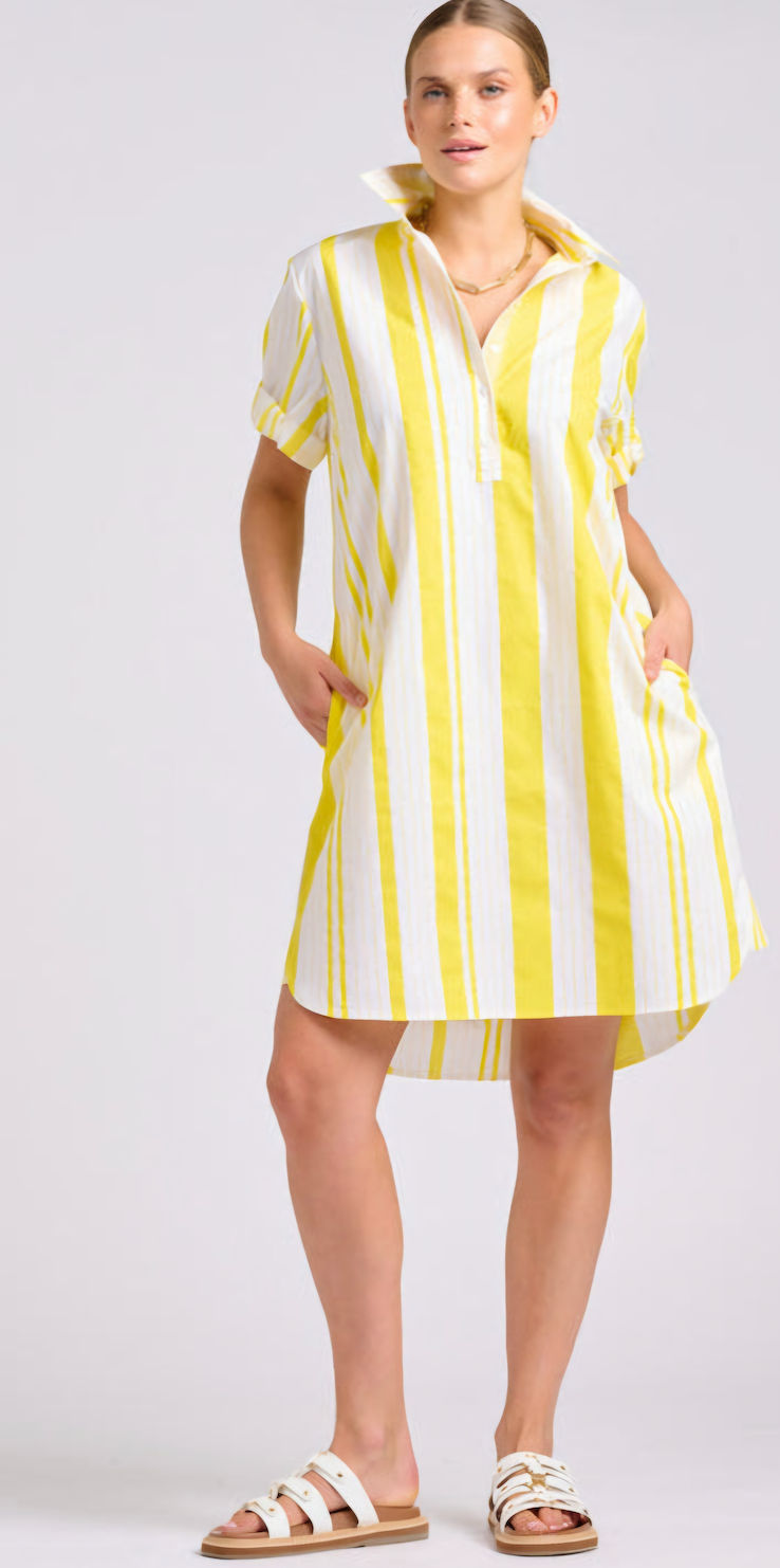 Shirty 'Catie' Dress in Sunshine Yellow Stripe