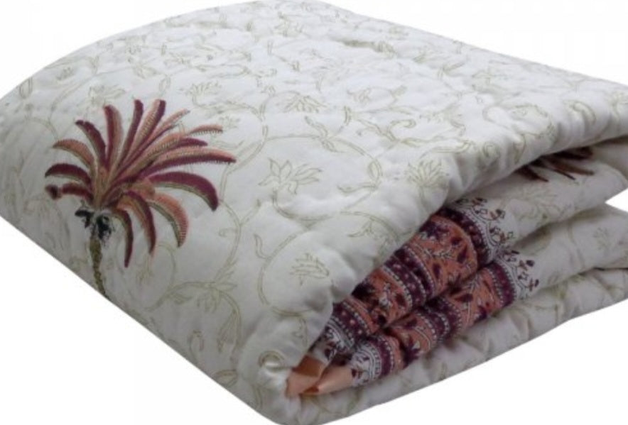 Pink Palm Cot Quilt
