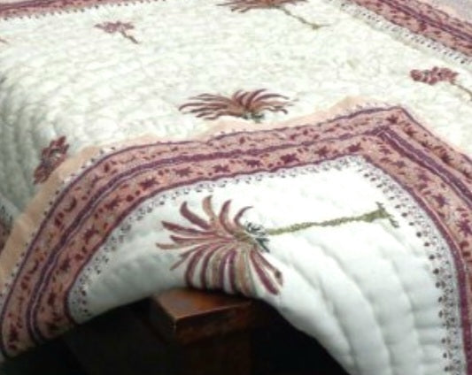 Pink Palm Cot Quilt