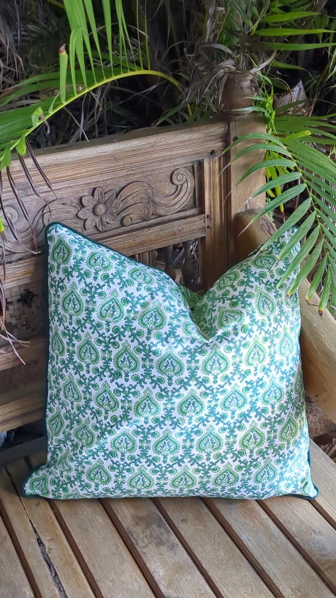 'Green Damask' Cushion Cover