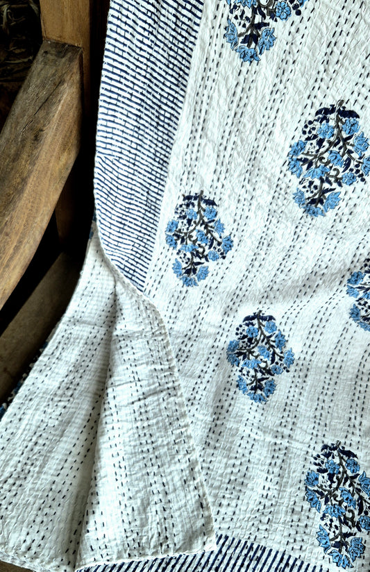 ‘Delphinium’ Kantha Quilt