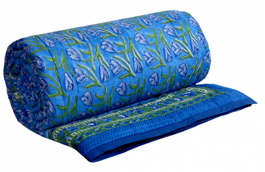 Blue Tulip Queen Size Quilt