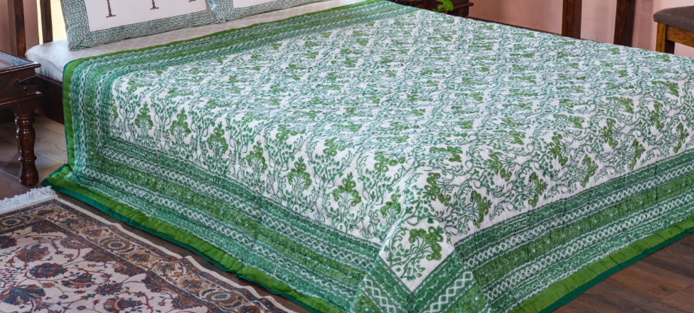 'Gracious Green' Queen Size Quilt