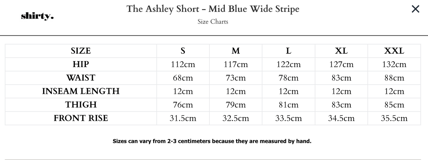 Shirty 'Ashley' Short in Mid Blue White Stripe