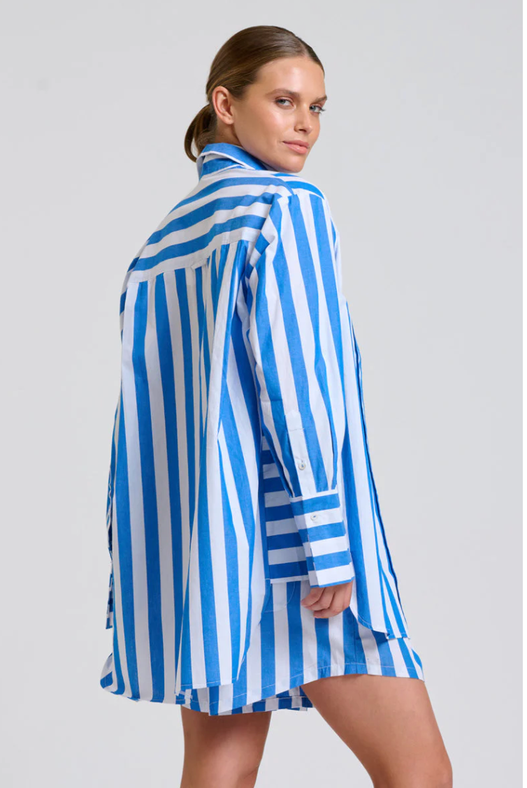 Shirty 'Andrea' Shirt in Mid Blue White Stripe