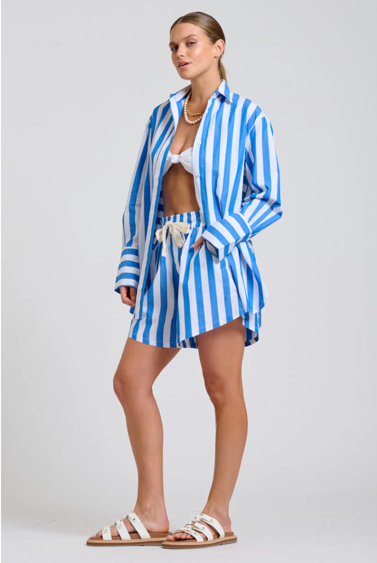 Shirty 'Andrea' Shirt in Mid Blue White Stripe