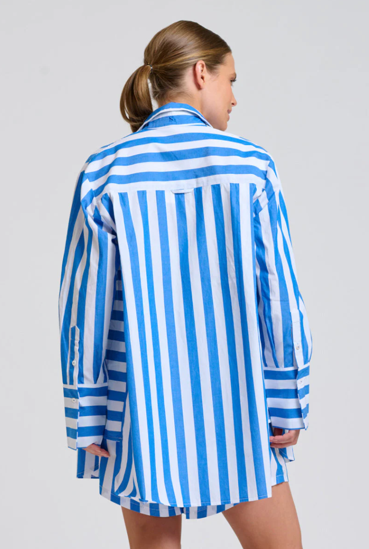 Shirty 'Andrea' Shirt in Mid Blue White Stripe