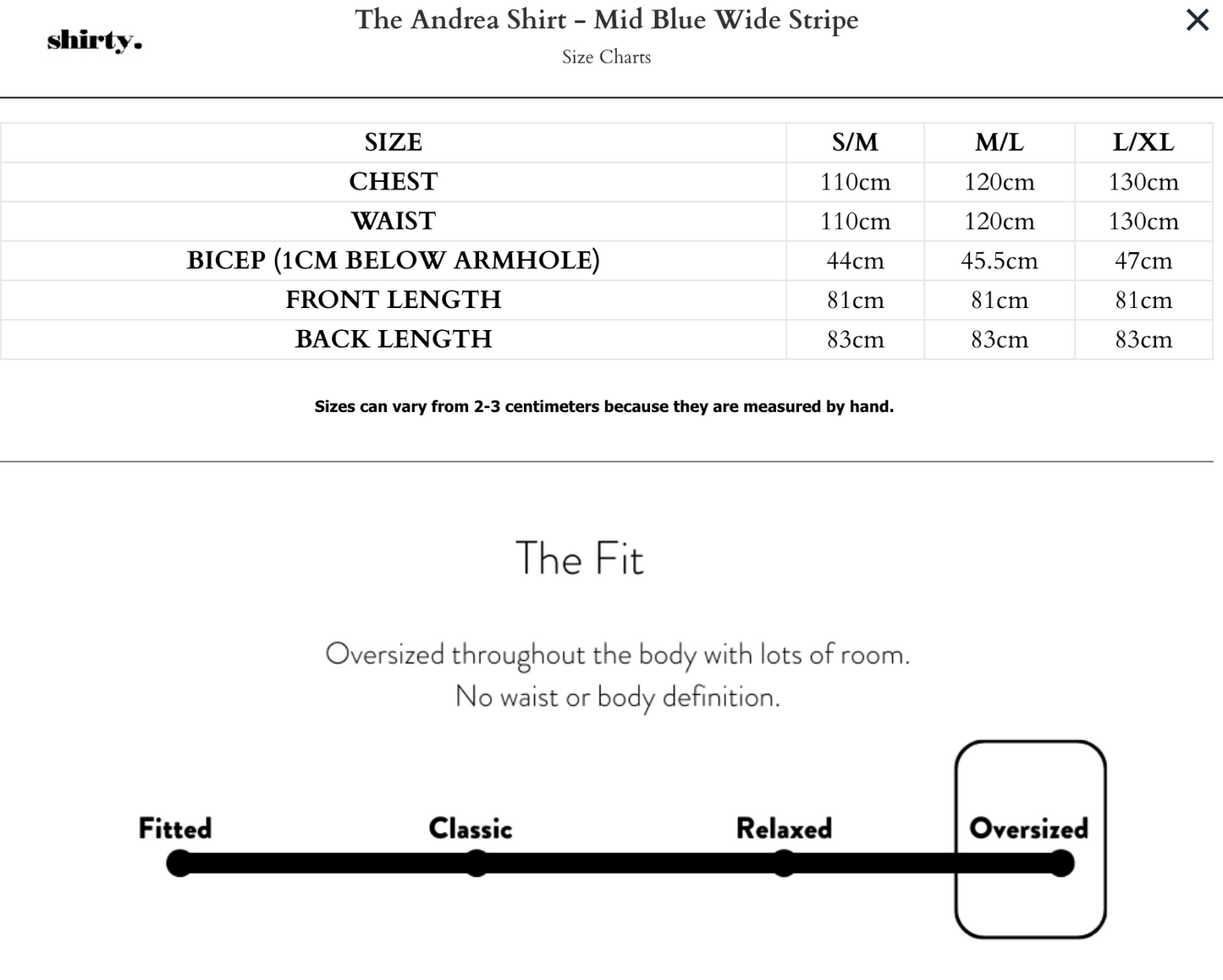 Shirty 'Andrea' Shirt in Mid Blue White Stripe