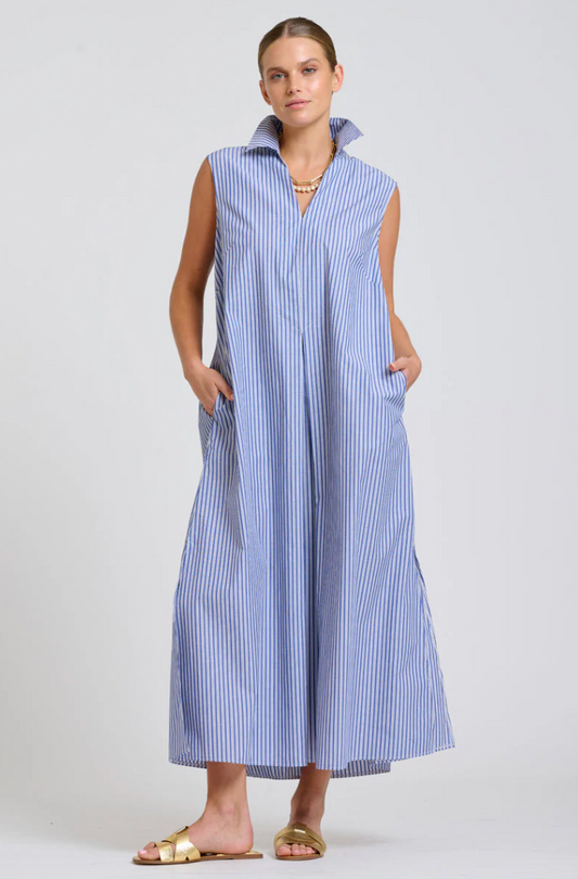 Shirty 'Freya' Shirt Dress in Navy Stripe