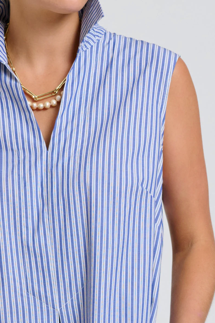 Shirty 'Freya' Shirt Dress in Navy Stripe