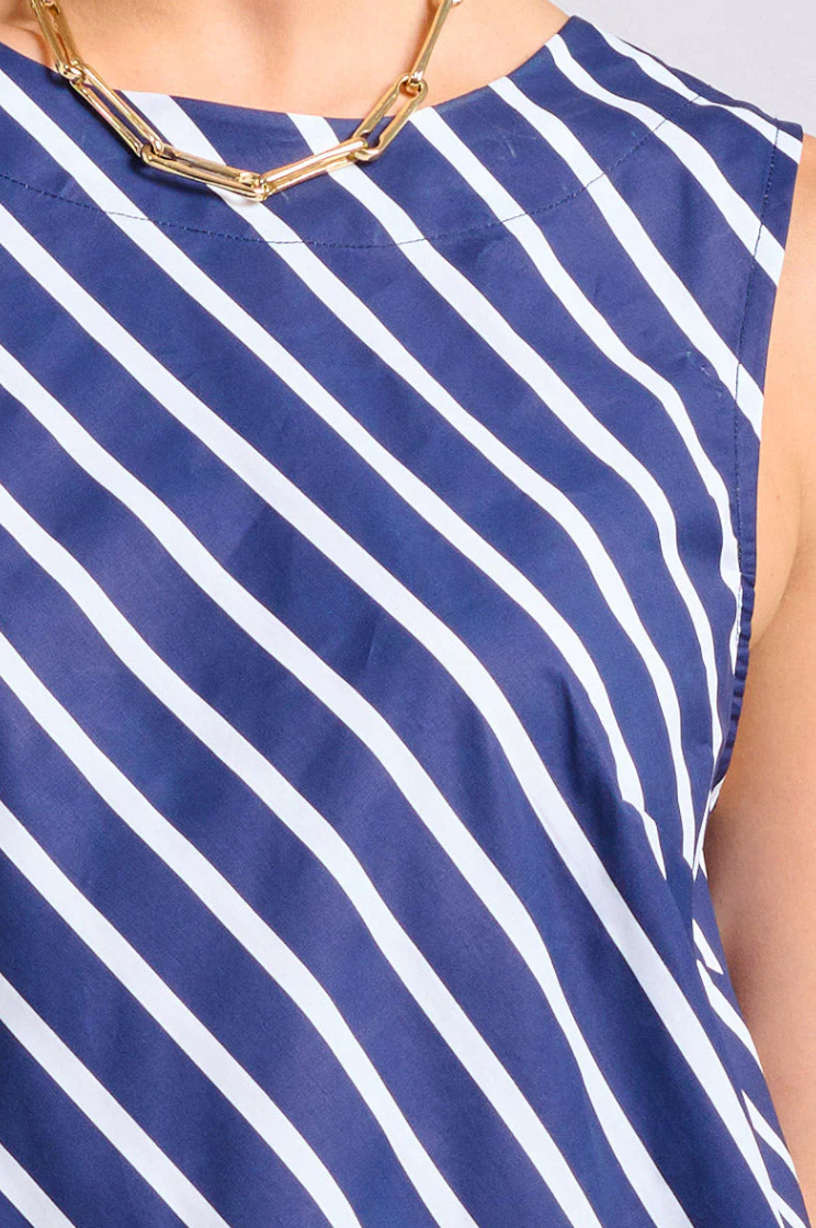 Shirty 'Sara' Shift Dress - Navy with White Stripe