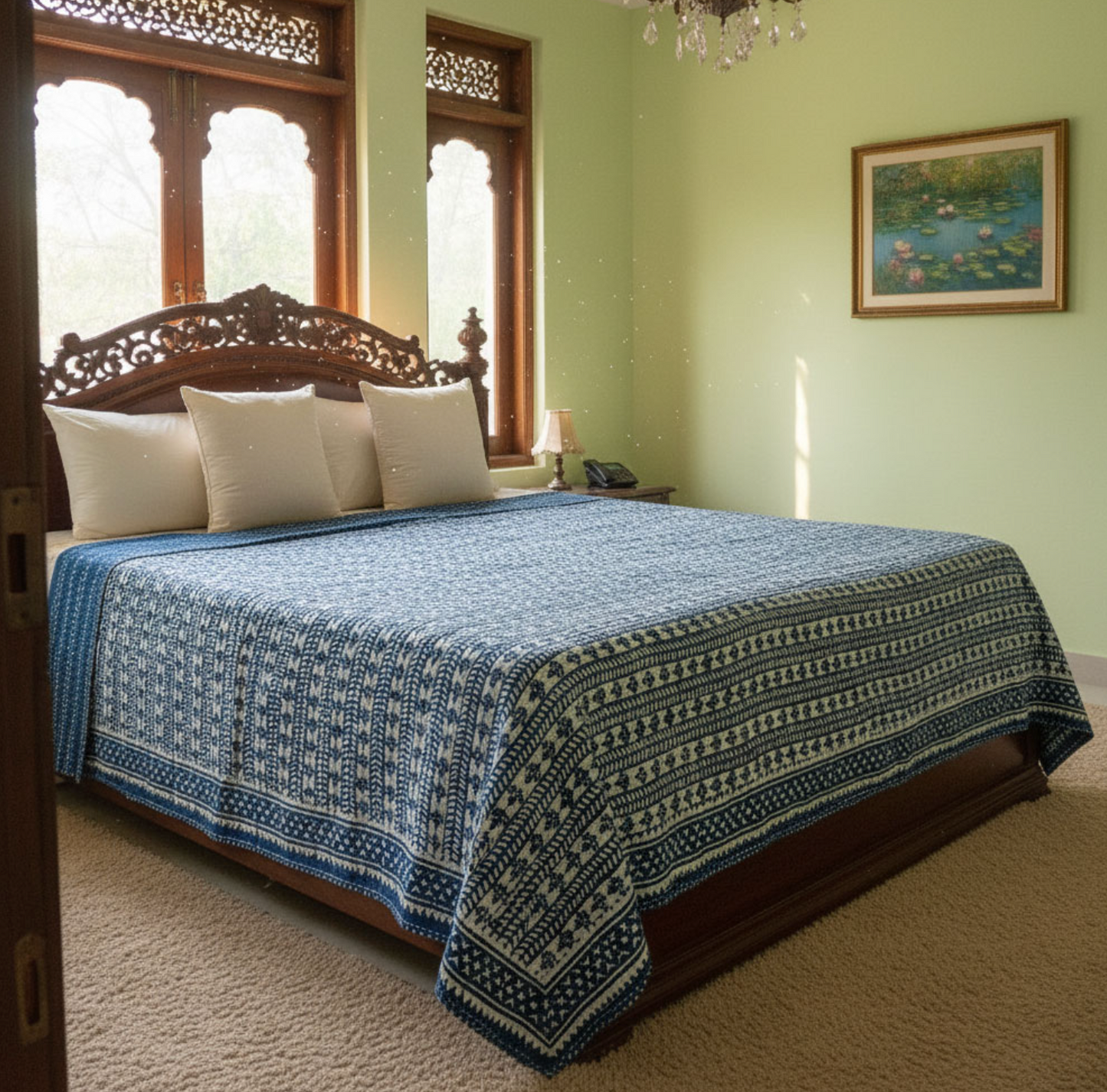 ‘Morse Code' Kantha Quilt