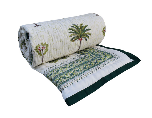 'Green Palms' Single Size Quilt