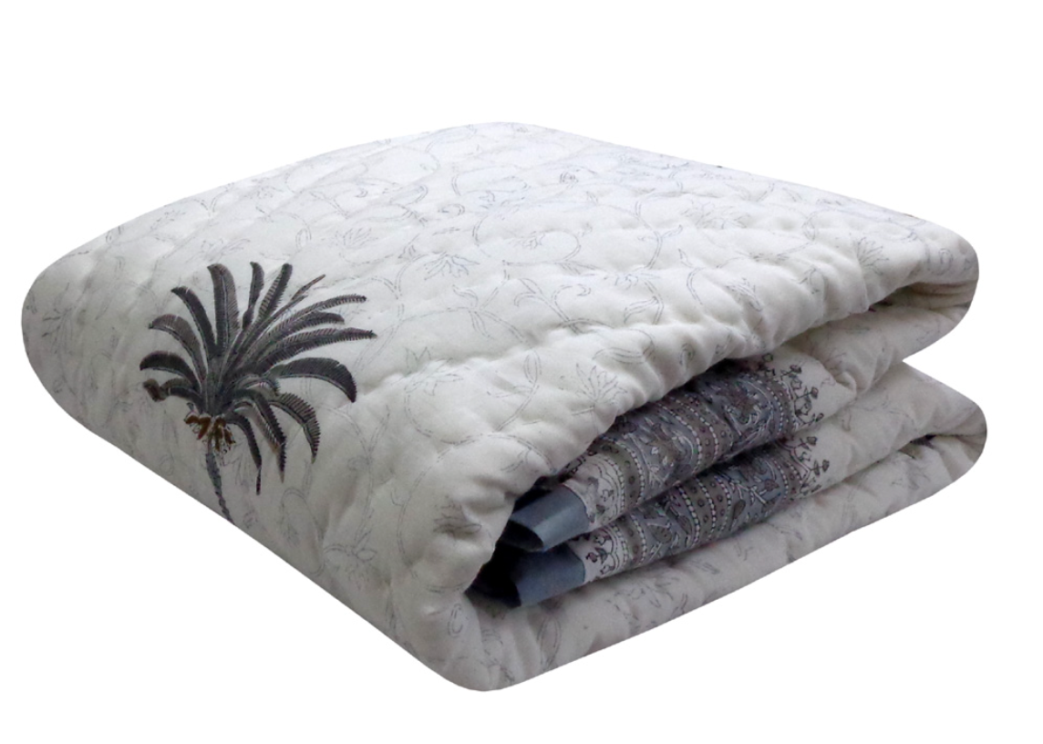 'Grey Palms' Single Size Quilt