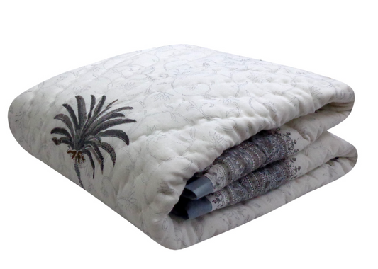 'Grey Palms' Single Size Quilt
