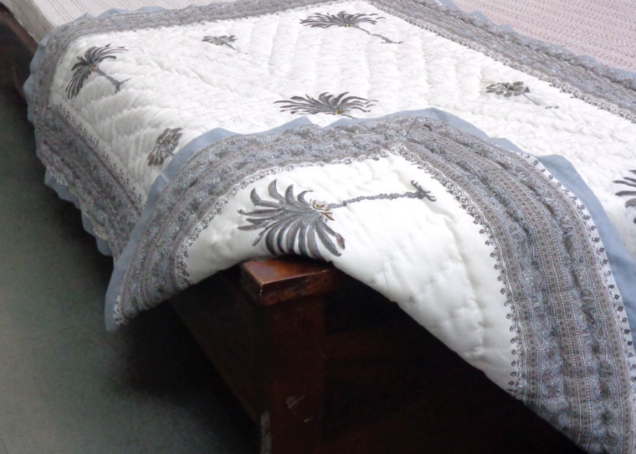 'Grey Palms' Single Size Quilt