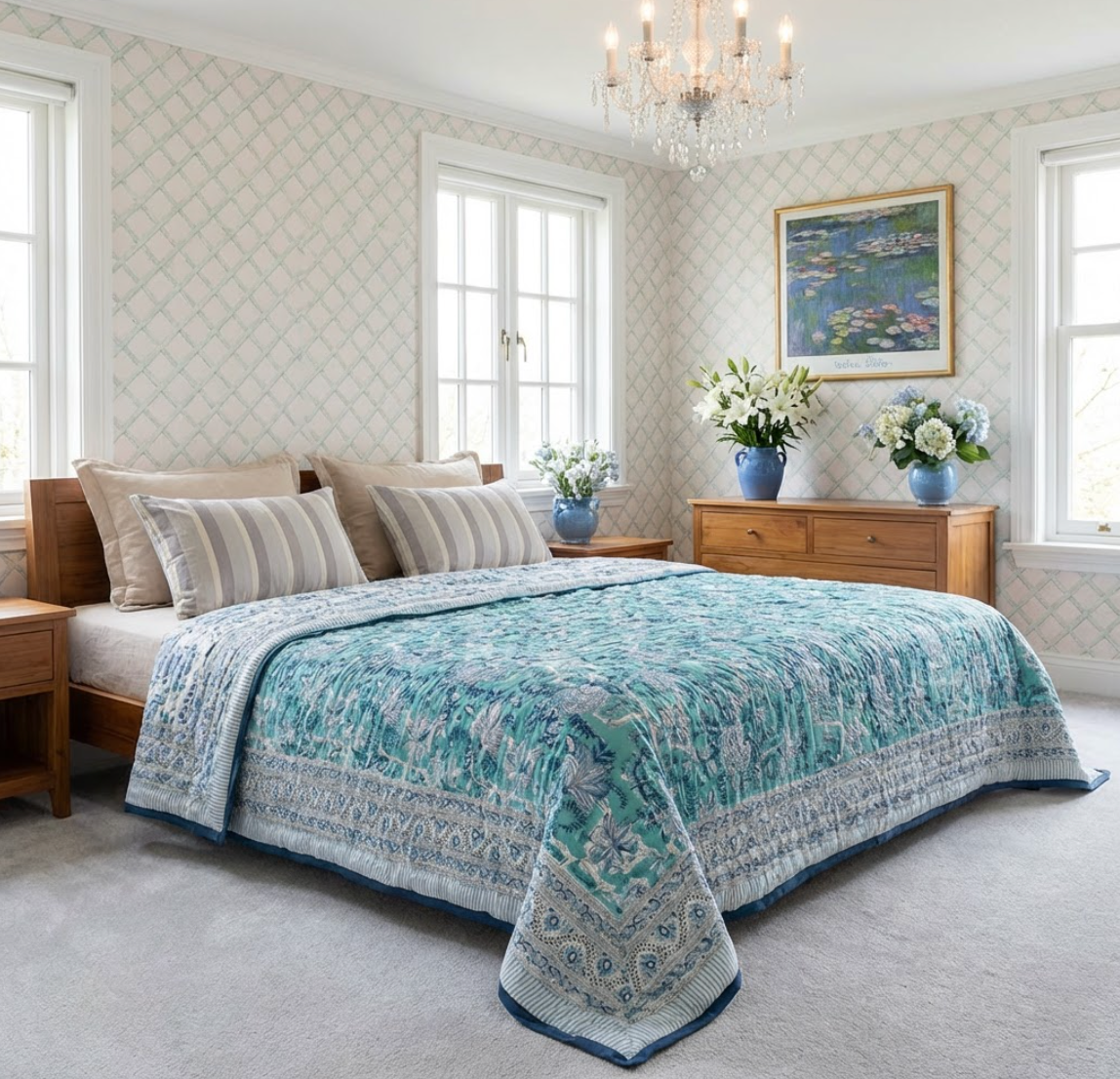 'Azure Sea' Queen Size Quilt