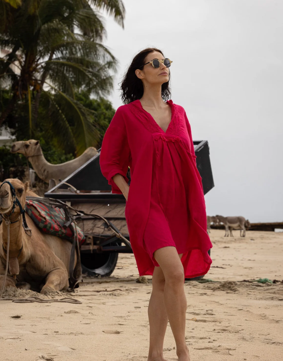 MegbyDesign 'Nzuri' Tunic in Linen - Fuchsia