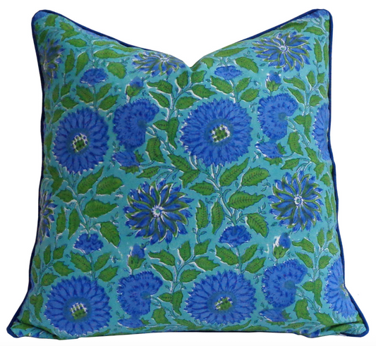'Paper Flowers in Blue' Cushion Cover