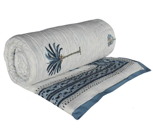 'Blue Palms' King Size Quilt