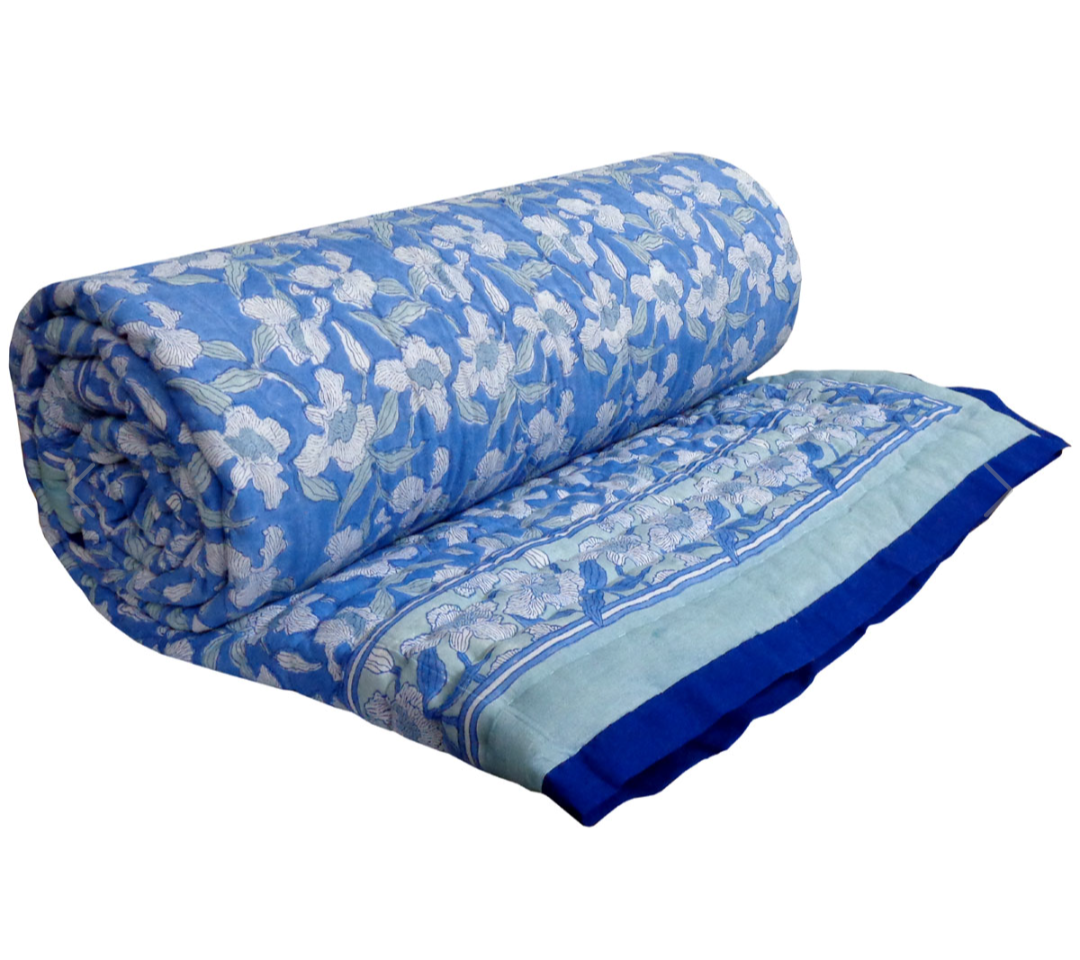 'Blue Iris' Queen Size Quilt