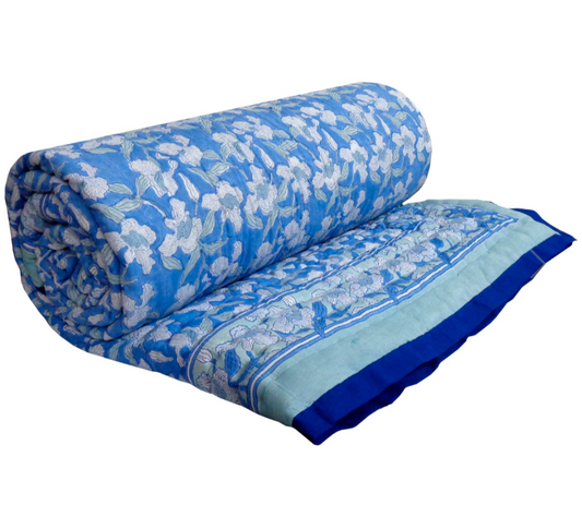 'Blue Iris' Queen Size Quilt