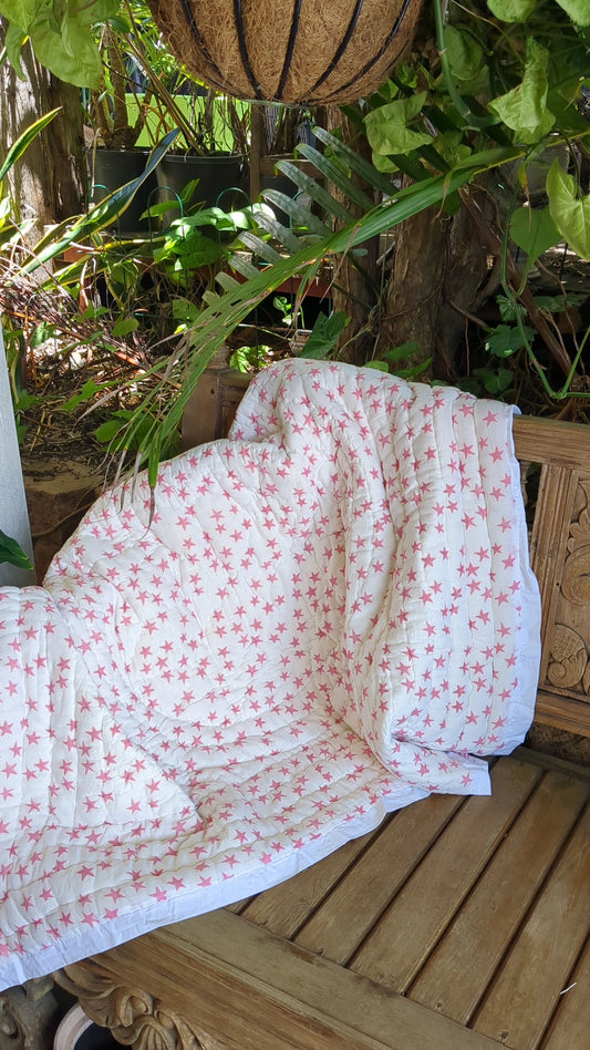 'Stars & Stripes - Pink' Baby Quilt